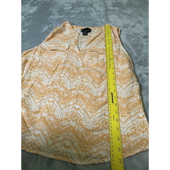 Cynthia Rowley Top Womens 1X Linen Rayon Sleeveless Chevron‎ Blouse Top Plus - Picture 6 of 8